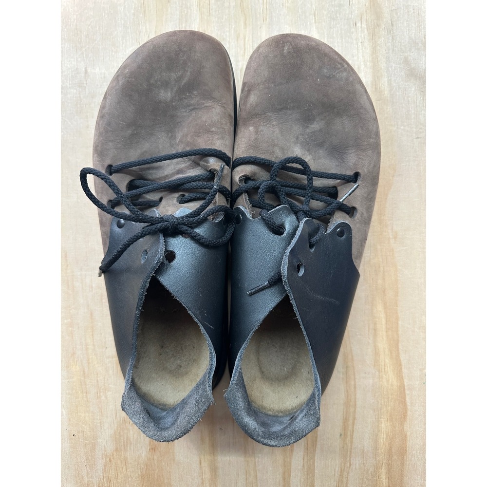 Birkenstock Montana Brown Suede Black Leather Lace Up Shoes Mens 41 L10 M8